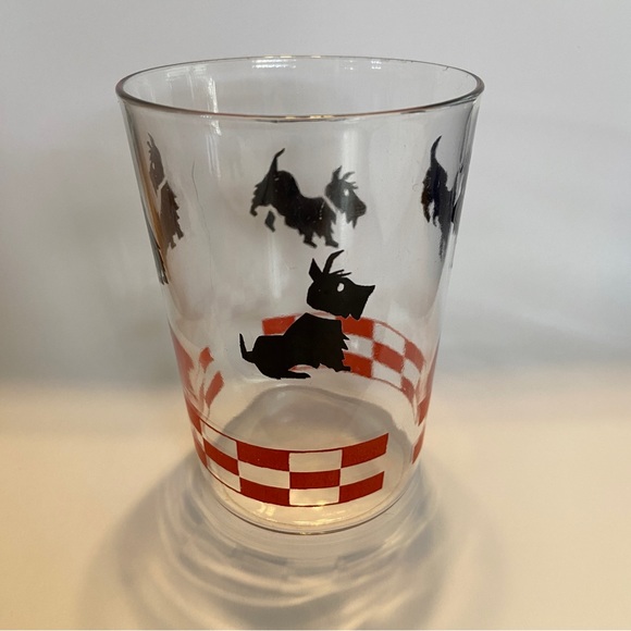 Vintage Scotty Scottie Juice Glass red black checkers - Picture 3 of 6